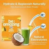 BE AMAZING producto en cocina con frutas, sugiriendo uso diario en batidos saludables