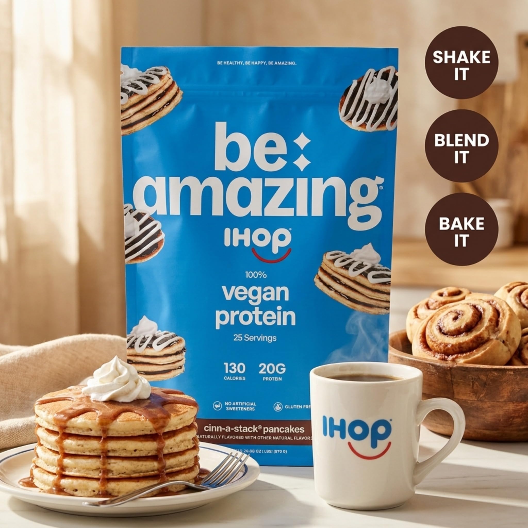 BE AMAZING uso en receta de pancakes aportando proteína y sabor