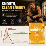 BE AMAZING vaso con bebida preparada, energía lista antes del entrenamiento