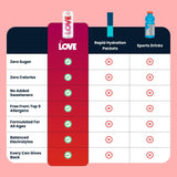 Be LOVE en manos de persona en gimnasio promoviendo hidratación diaria