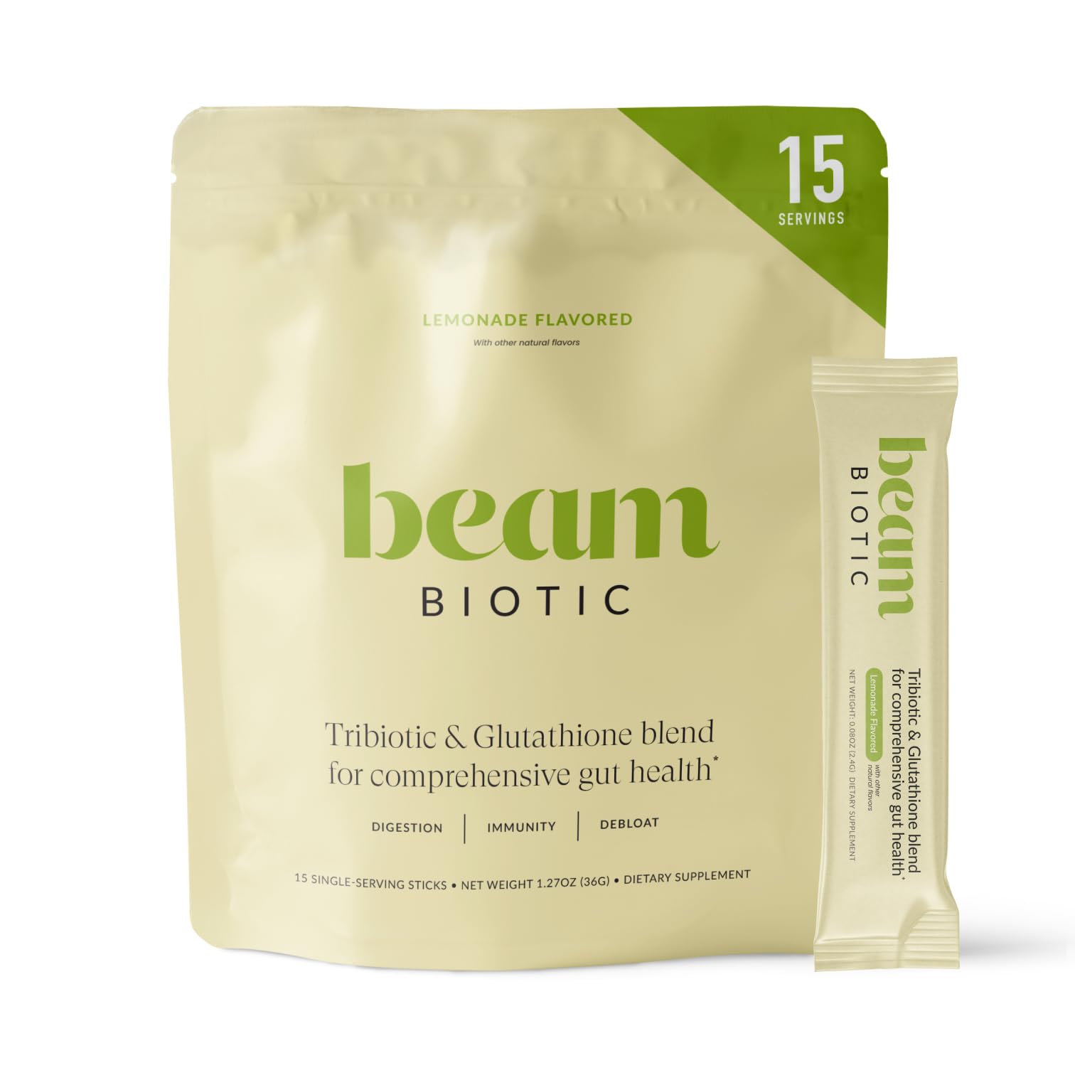BEAM bote frontal mostrando formato y sabor lemonade para conveniencia diaria