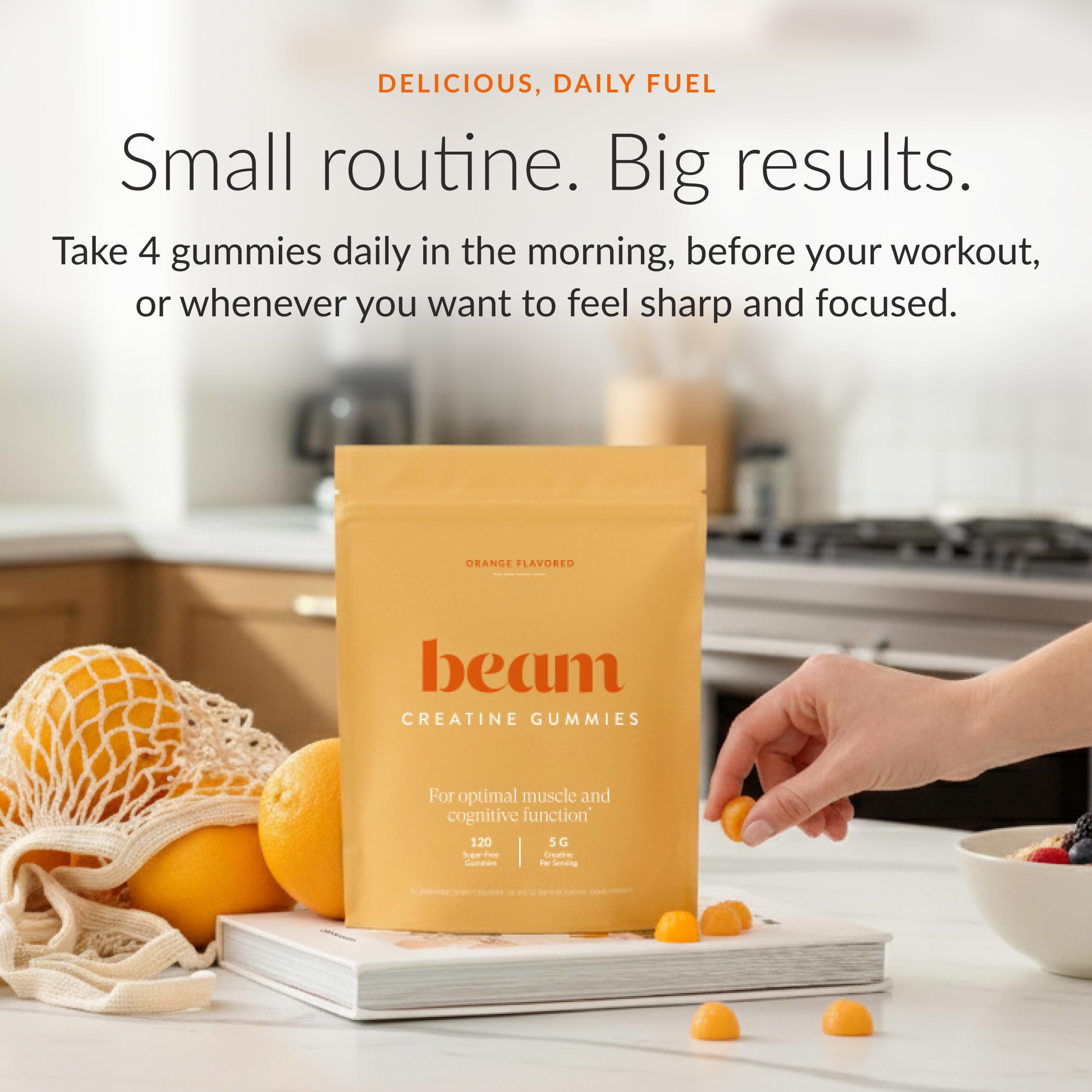 Etiqueta BEAM con lista de ingredientes y sello de pruebas de terceros
