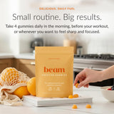 Etiqueta BEAM con lista de ingredientes y sello de pruebas de terceros