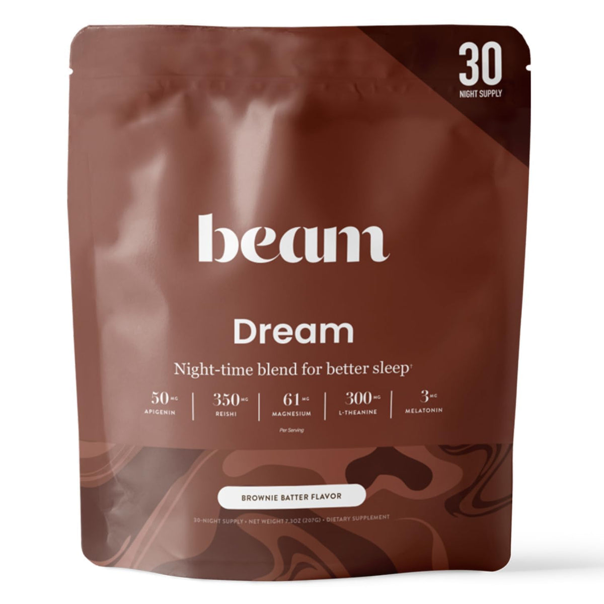 BEAM envase frontal mostrando diseño y cantidad, transmite confianza