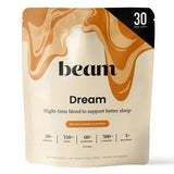 BEAM frontal del envase mostrando sabor caramelo salado y beneficios relajantes