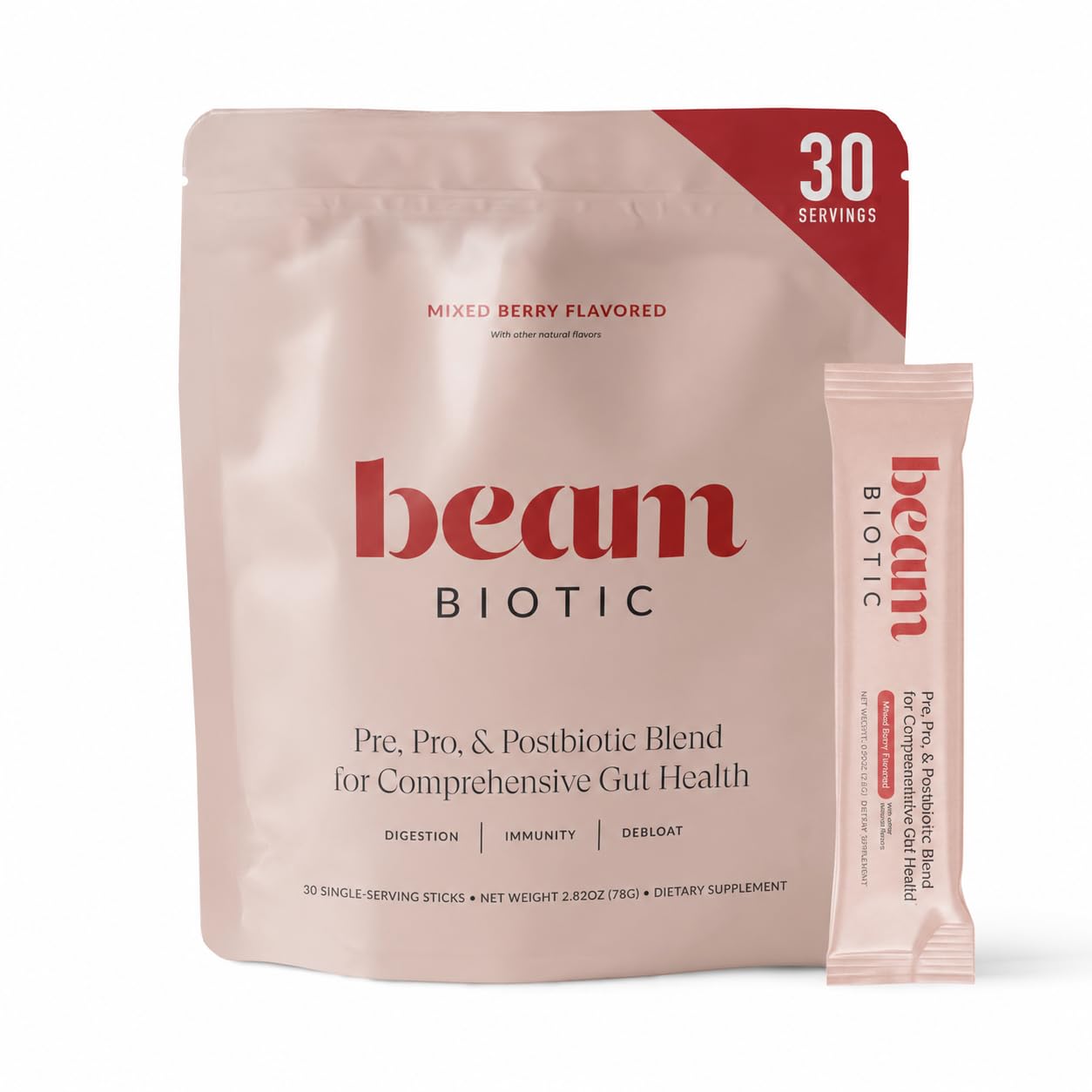 BEAM frontal del envase mostrando la marca y beneficio digestivo