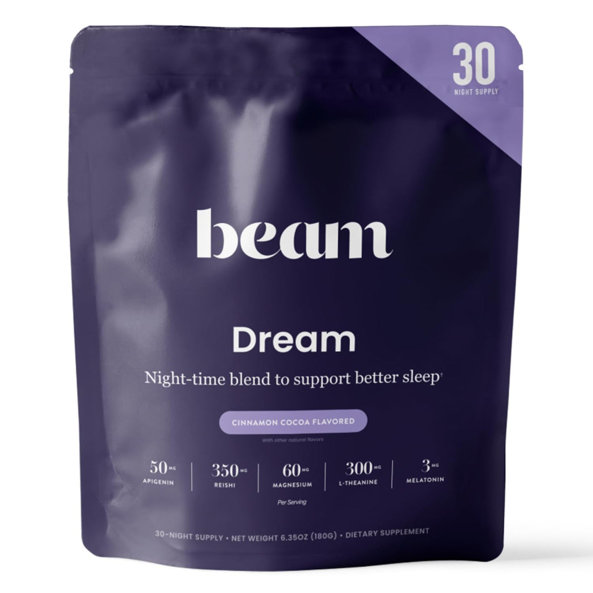 BEAM vista frontal del envase con diseño y nombre, transmite confianza
