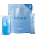 Envase BEAM Glow frontal mostrando el diseño y servicio, beneficios visibles