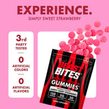 BEAST BITES comparación de tamaño junto a una caja, visualiza cantidad y escala del envase