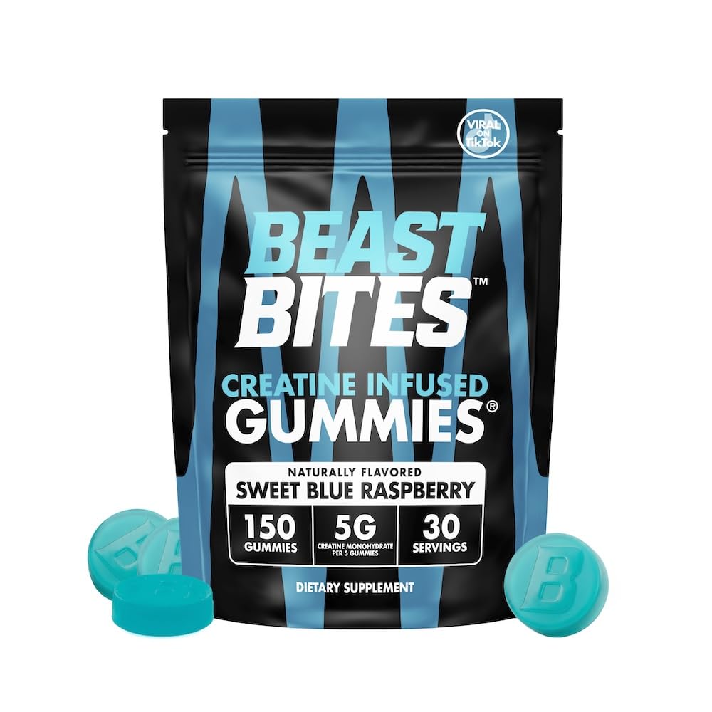 BEAST BITES envase frontal mostrando sabor Sweet Blue Raspberry y cantidad