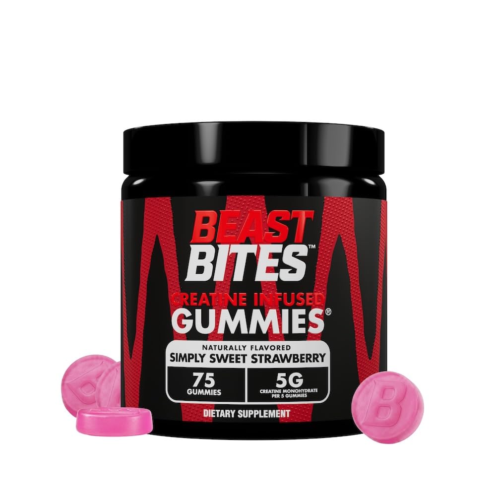 BEAST BITES frente del envase mostrando 75 gominolas y certificaciones