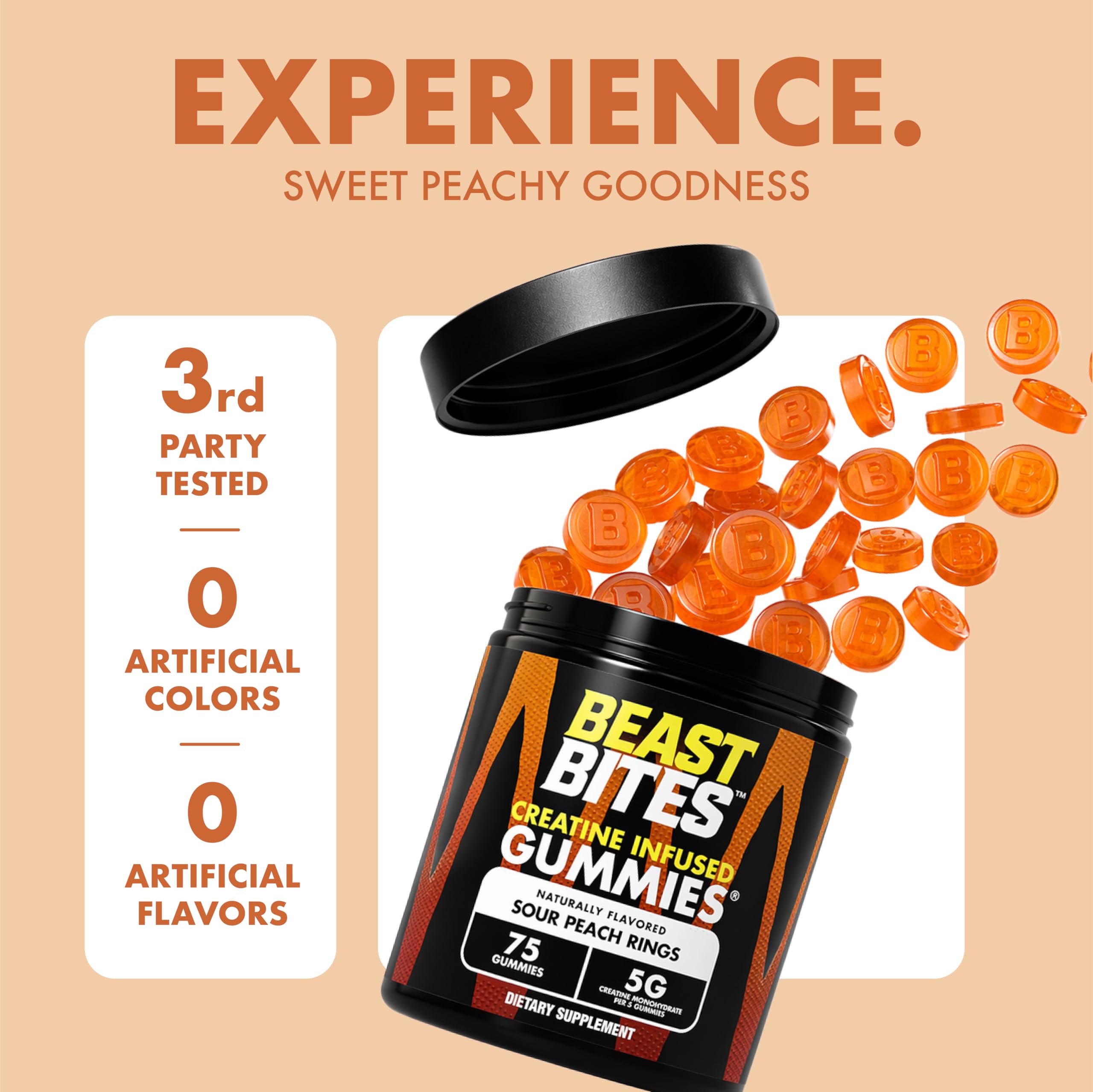 BEAST BITES gominolas en mano durante sesión de entrenamiento para conveniencia inmediata