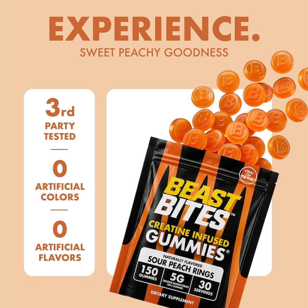 BEAST BITES comparación de porción mostrando tamaño y dosis clara