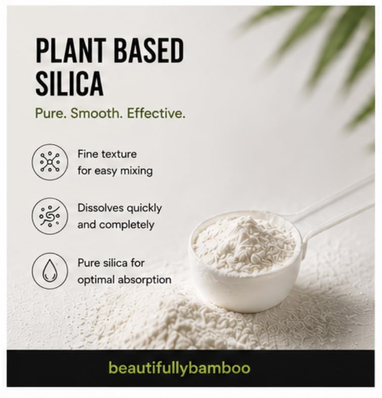 Beautifully Bamboo etiqueta con ingredientes y servicios, información clara y legible