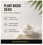 Beautifully Bamboo etiqueta con ingredientes y servicios, información clara y legible