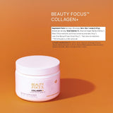 Beauty Focus comparación de tamaño, 30 porciones en envase compacto