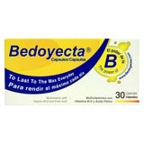 Bedoyecta frasco frontal mostrando cápsulas y beneficio de energía