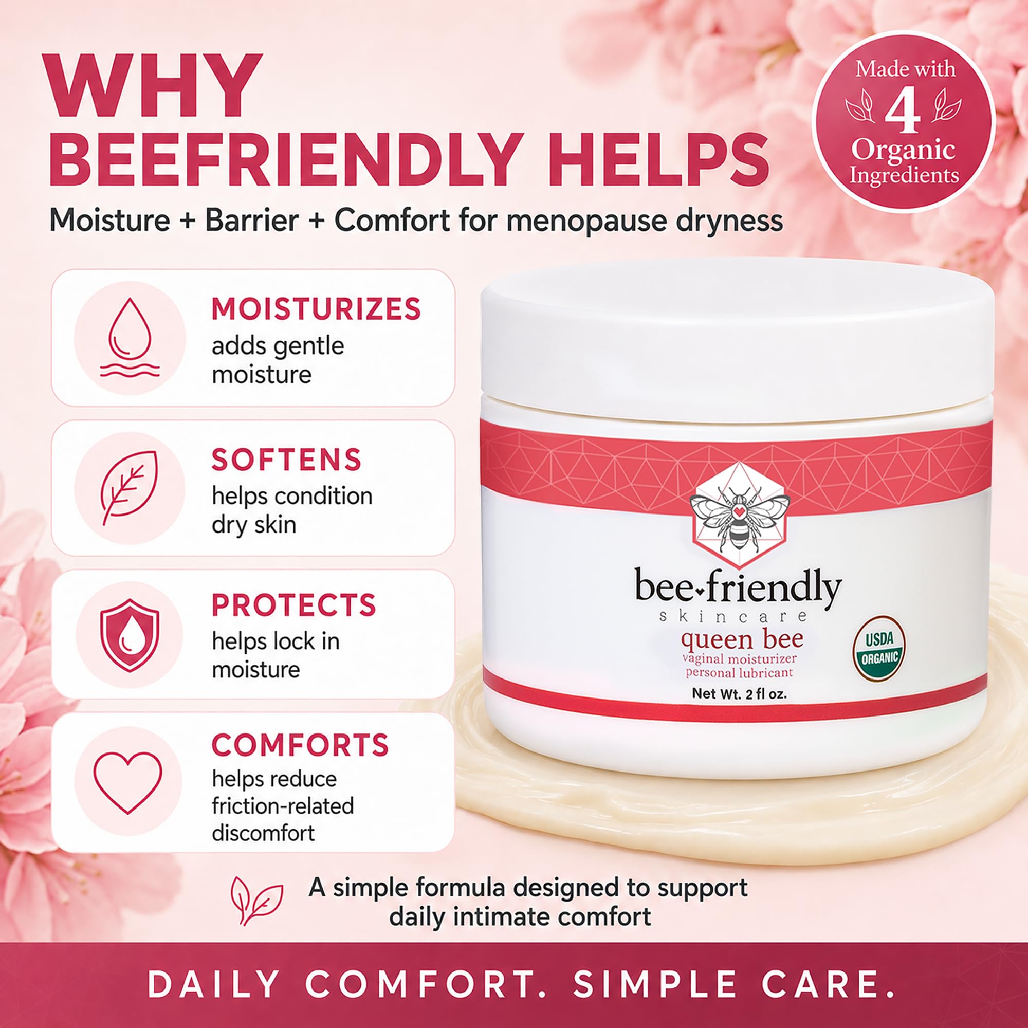 BeeFriendly etiqueta con ingredientes orgánicos certificados USDA