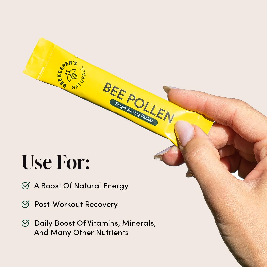 Beekeeper's Naturals polen mezclado en batido aporta energía natural