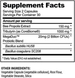 Beekeeper's Naturals etiqueta legible con lista de prebiótico probiótico postbiótico