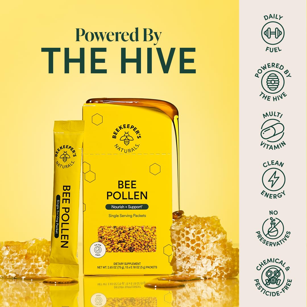 Beekeeper's Naturals sobre abierto mostrando el contenido práctico y dosificable