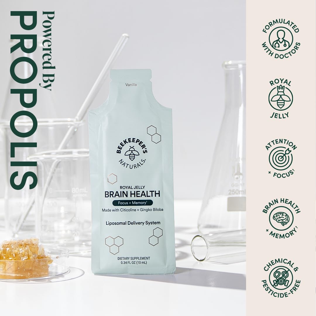 Beekeeper's Naturals primer plano del sobre que revela textura y facilidad de uso