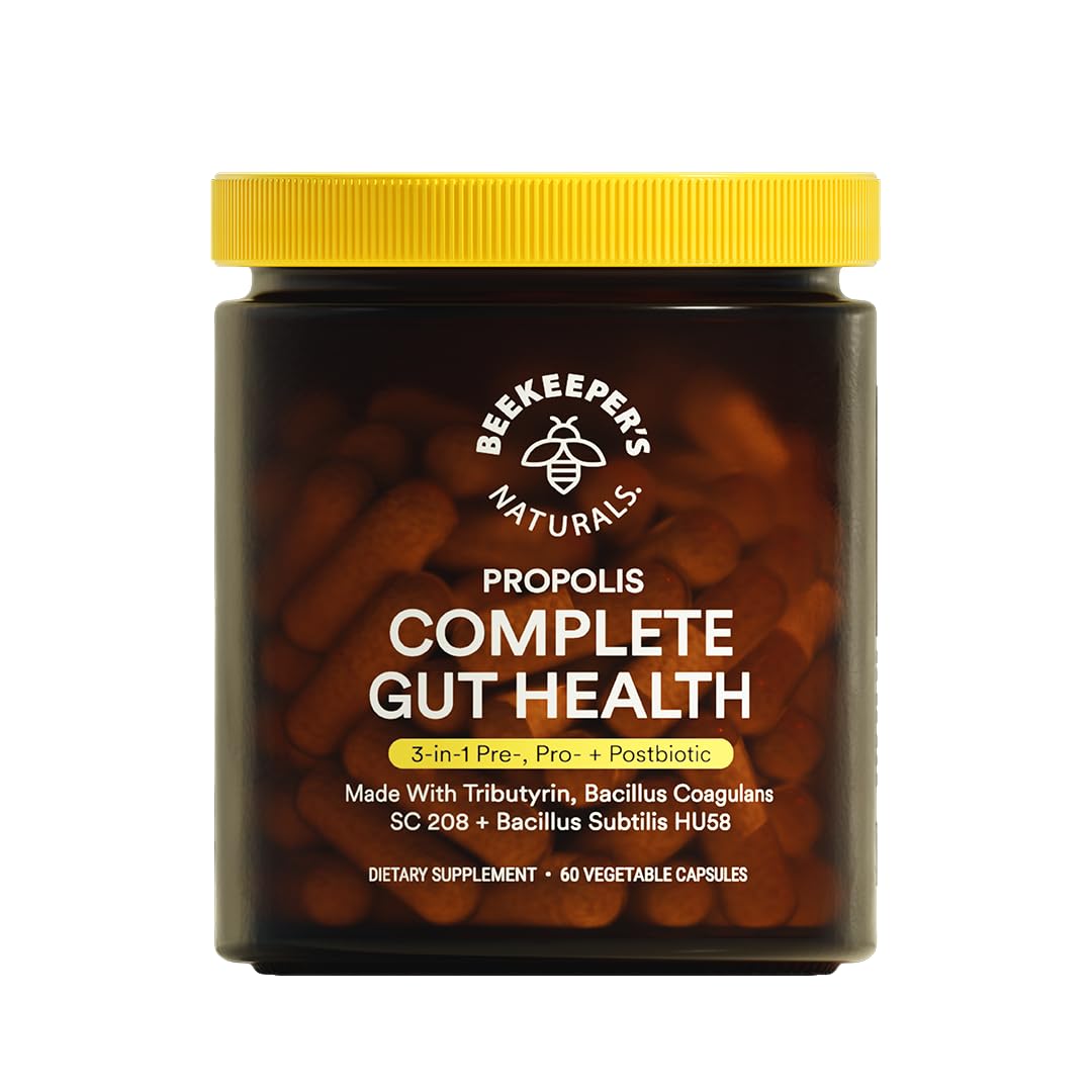 Beekeeper's Naturals frente del empaque mostrando beneficios digestivos