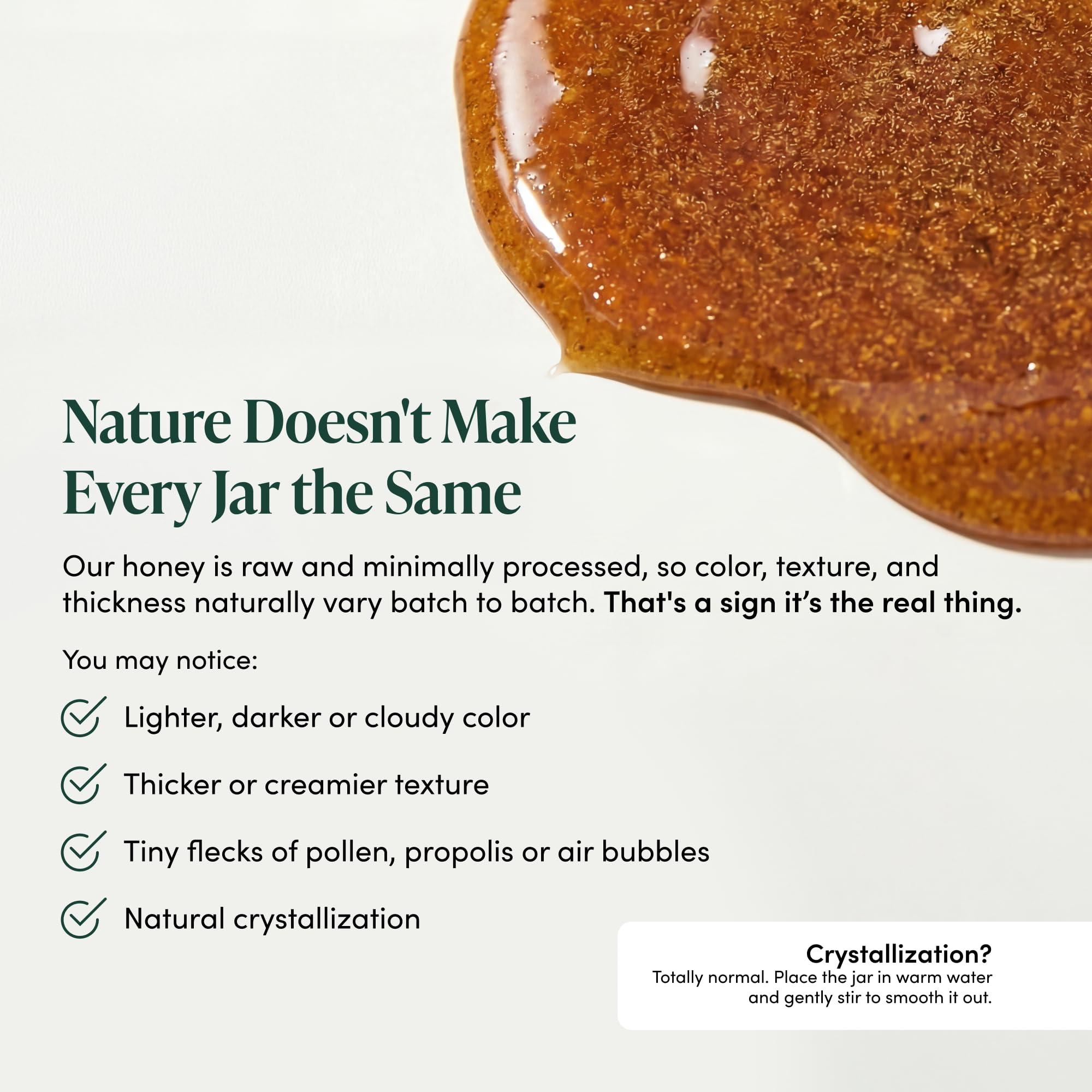 Beekeeper's Naturals envase abierto con miel visible, listo para usar