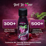 BEET IT escena lifestyle con deportista preparándose y beneficios prácticos