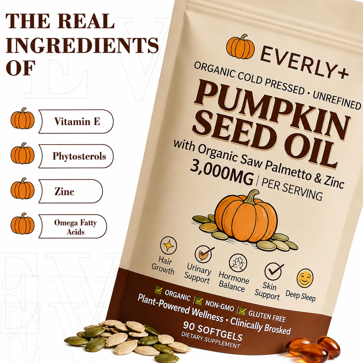 Beezema Everly primer plano de la etiqueta limpia, ingredientes Non-GMO visibles