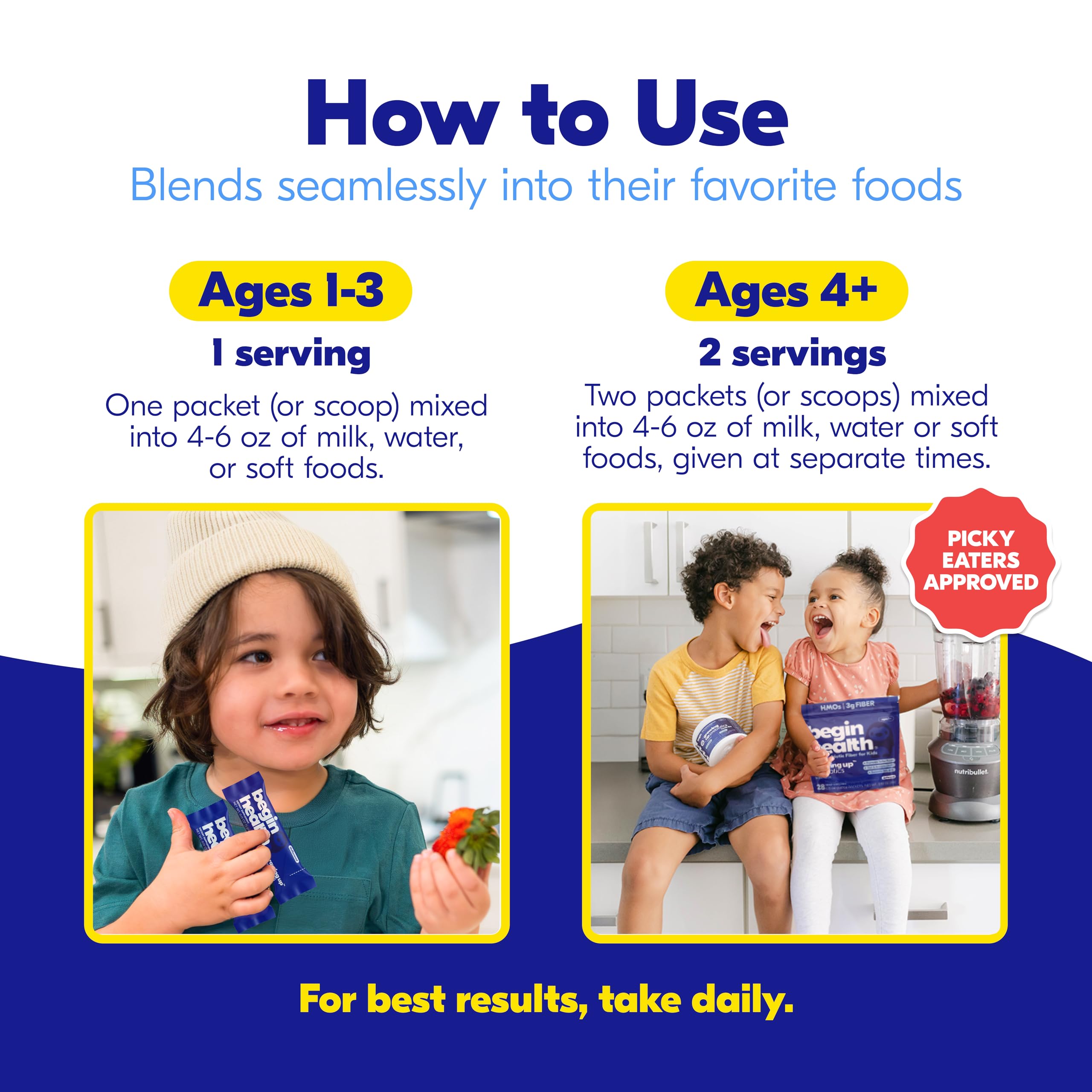 Begin Health mezclado en yogurt para niños sin alterar sabor