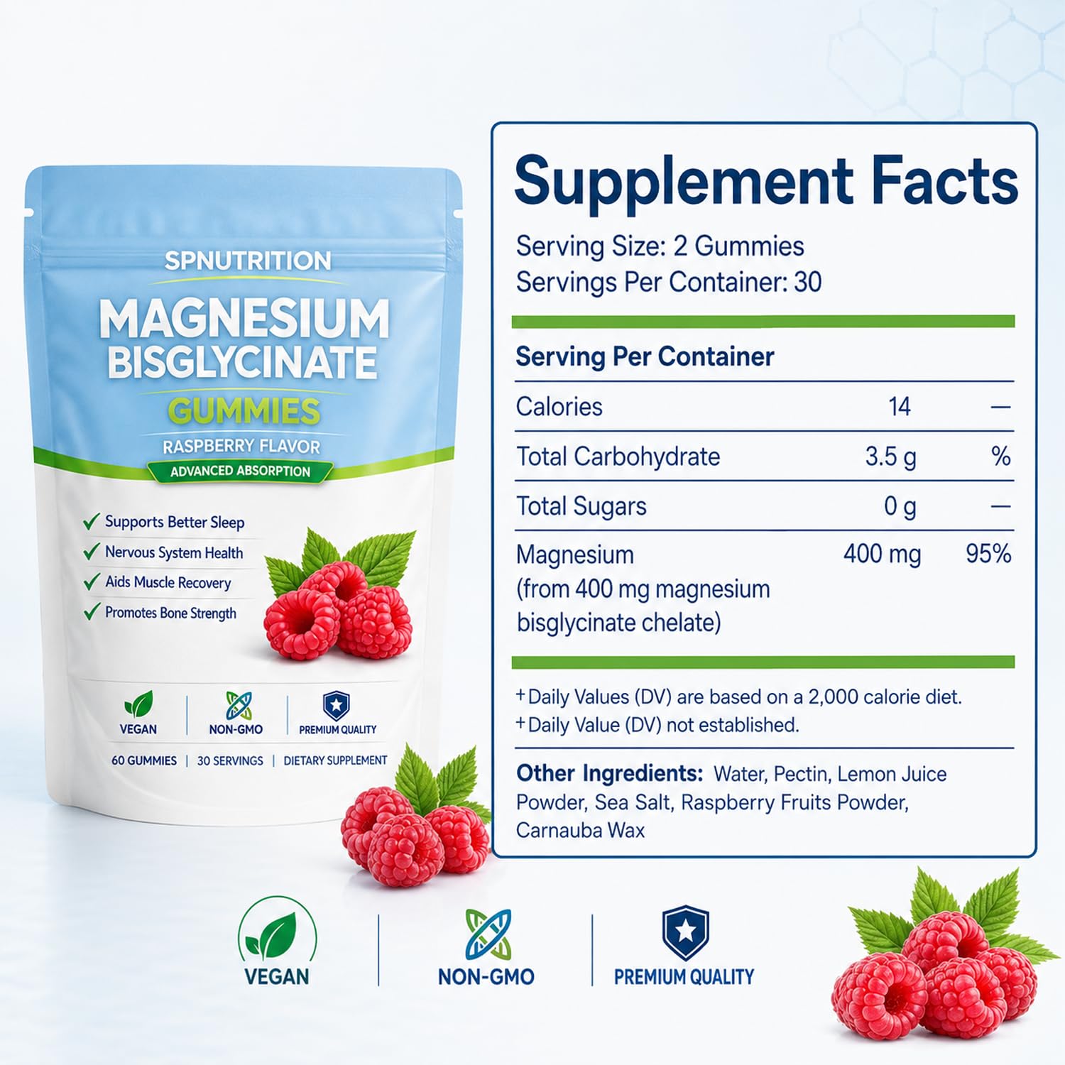BELANO etiqueta con ingredientes y concentración de magnesio visible