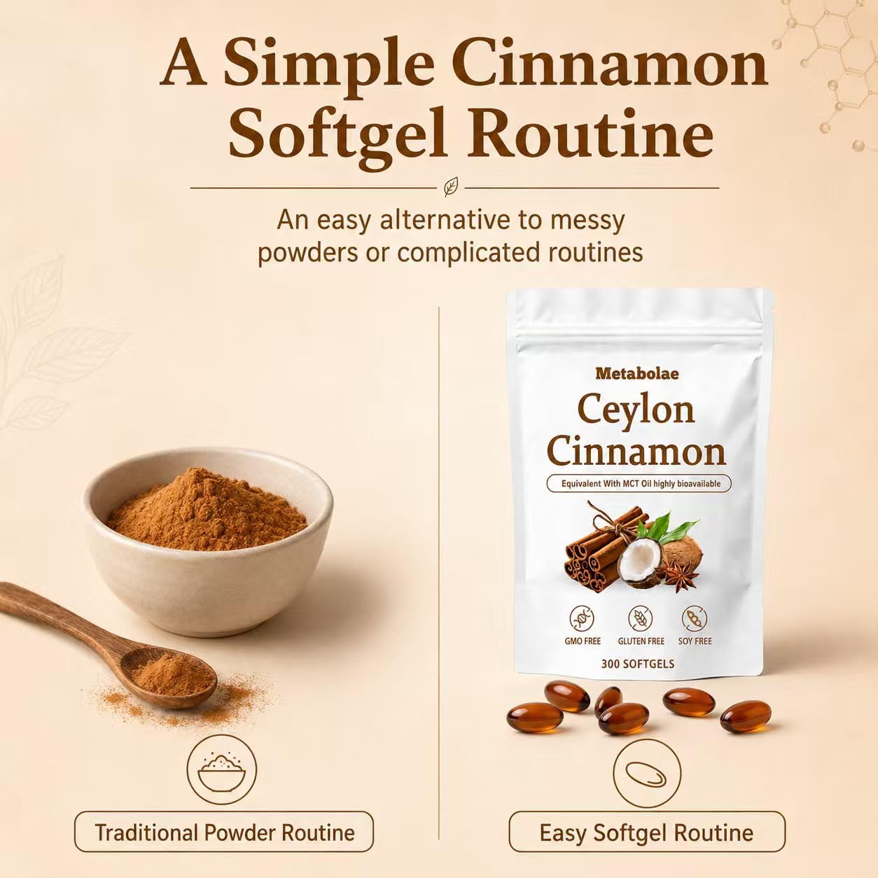 Belano envase con etiqueta clara que indica 300 softgels y características sin gluten