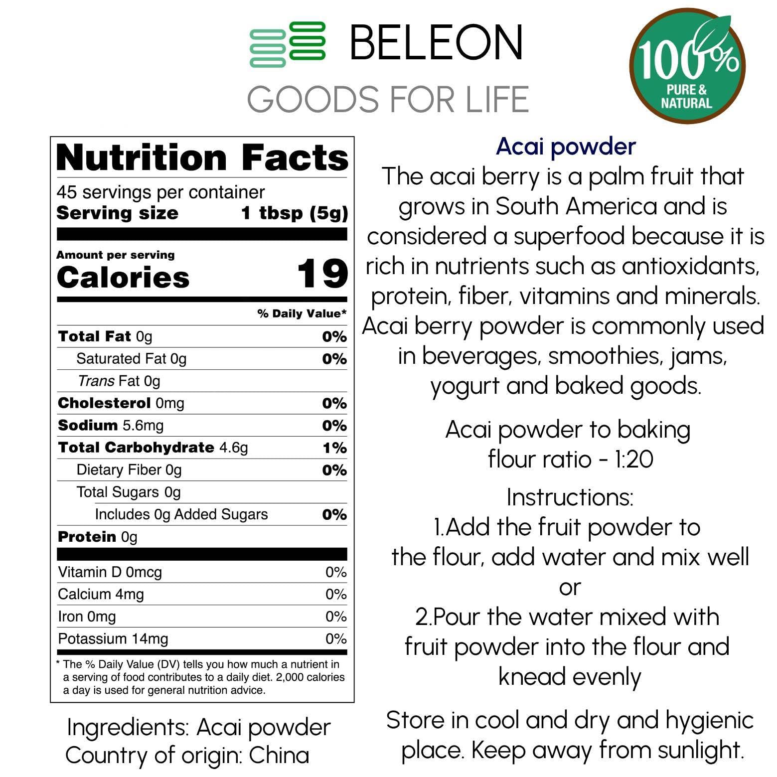 Beleon Goods For Life etiqueta con información de ingredientes, transparencia