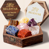BELESTAR caja de madera elegante protege y presenta las siete piedras