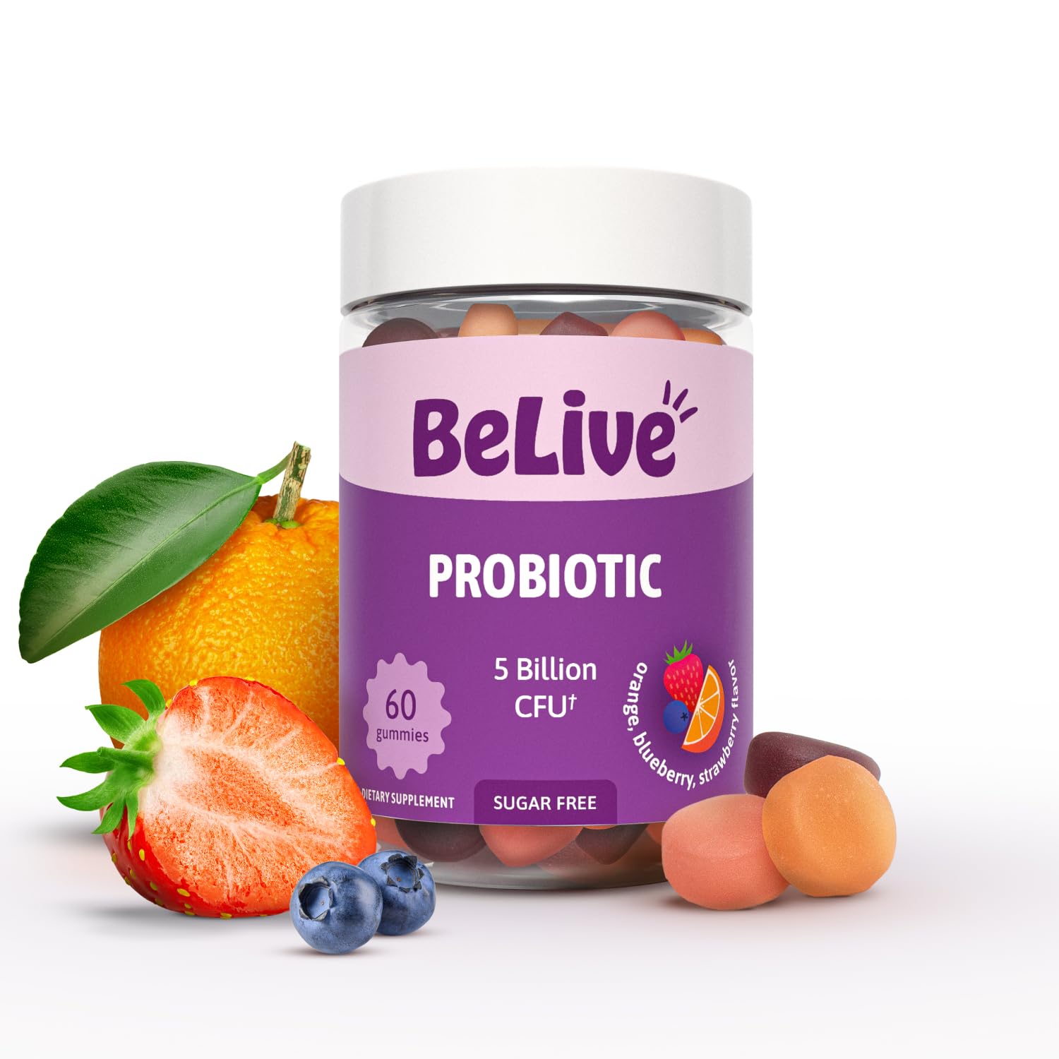 BeLive frente del envase mostrando 60 unidades y beneficios claros