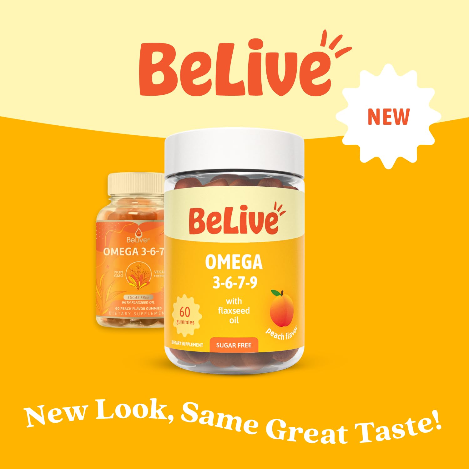 BeLive gomita cerca junto a fruta durazno para comunicar sabor natural