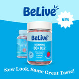 BeLive gomita partida mostrando interior masticable y sabor fresa apetecible