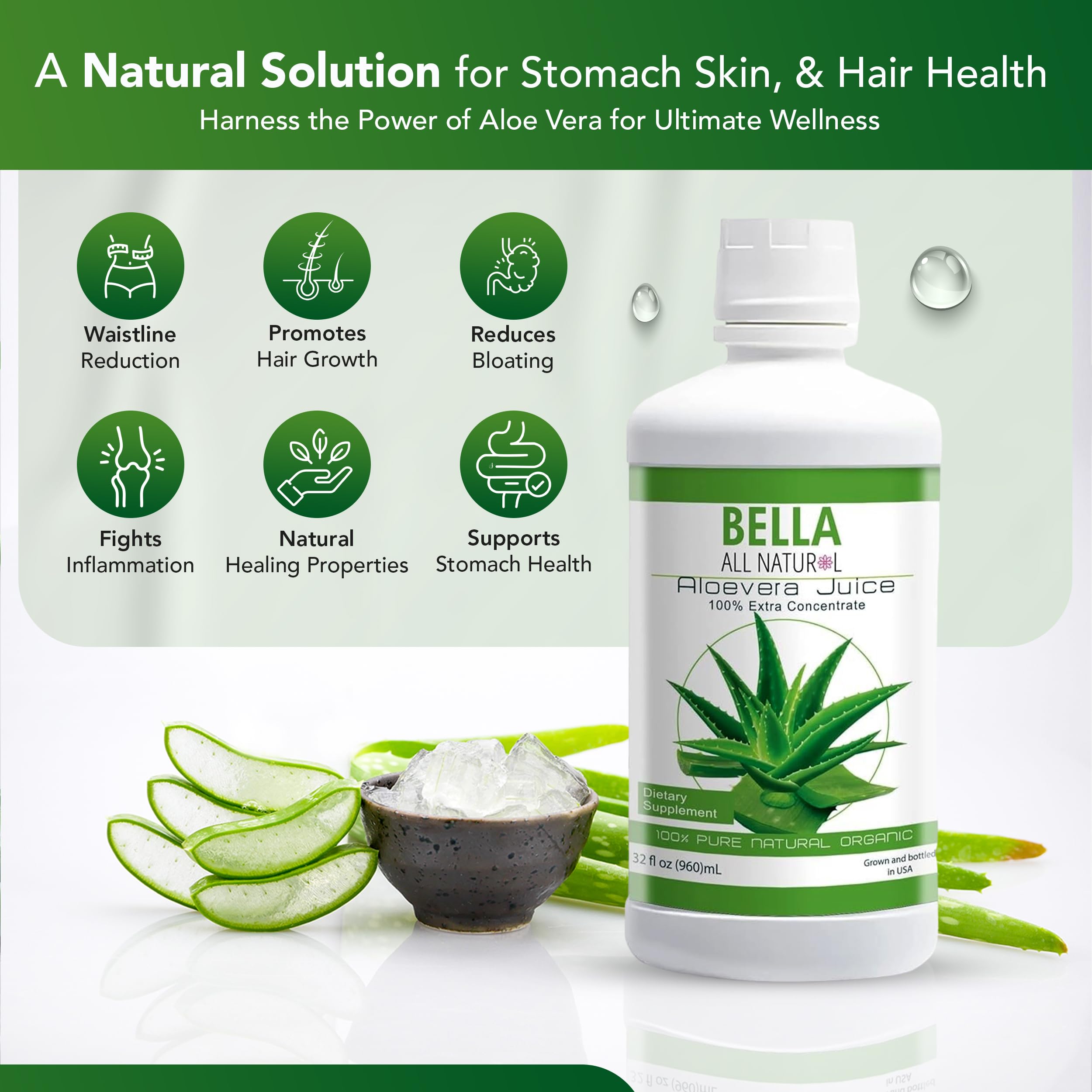 Bella All Natural botella en manos ilustrando facilidad de uso diario
