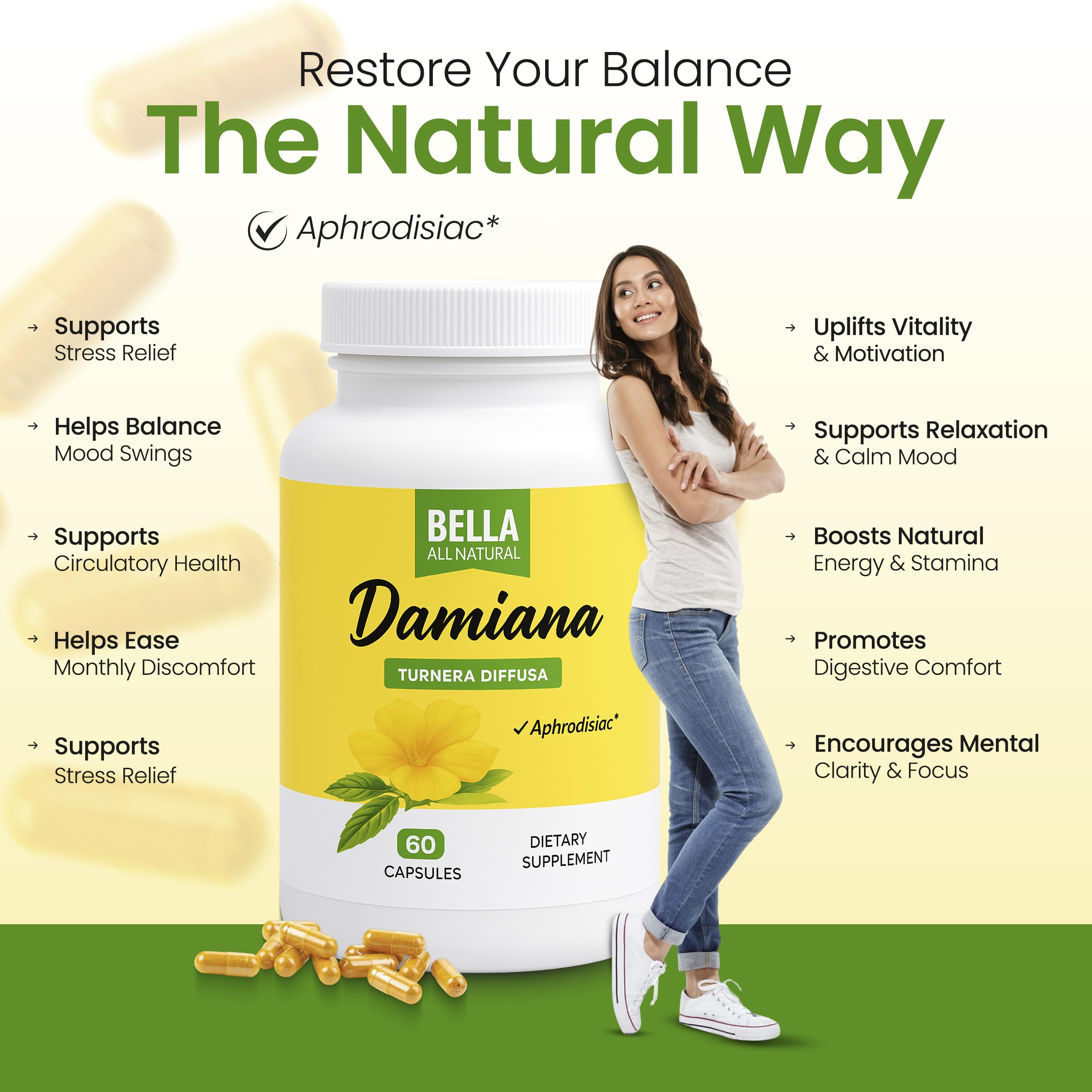 Bella All Natural etiqueta nutricional visible, información clara para el consumidor