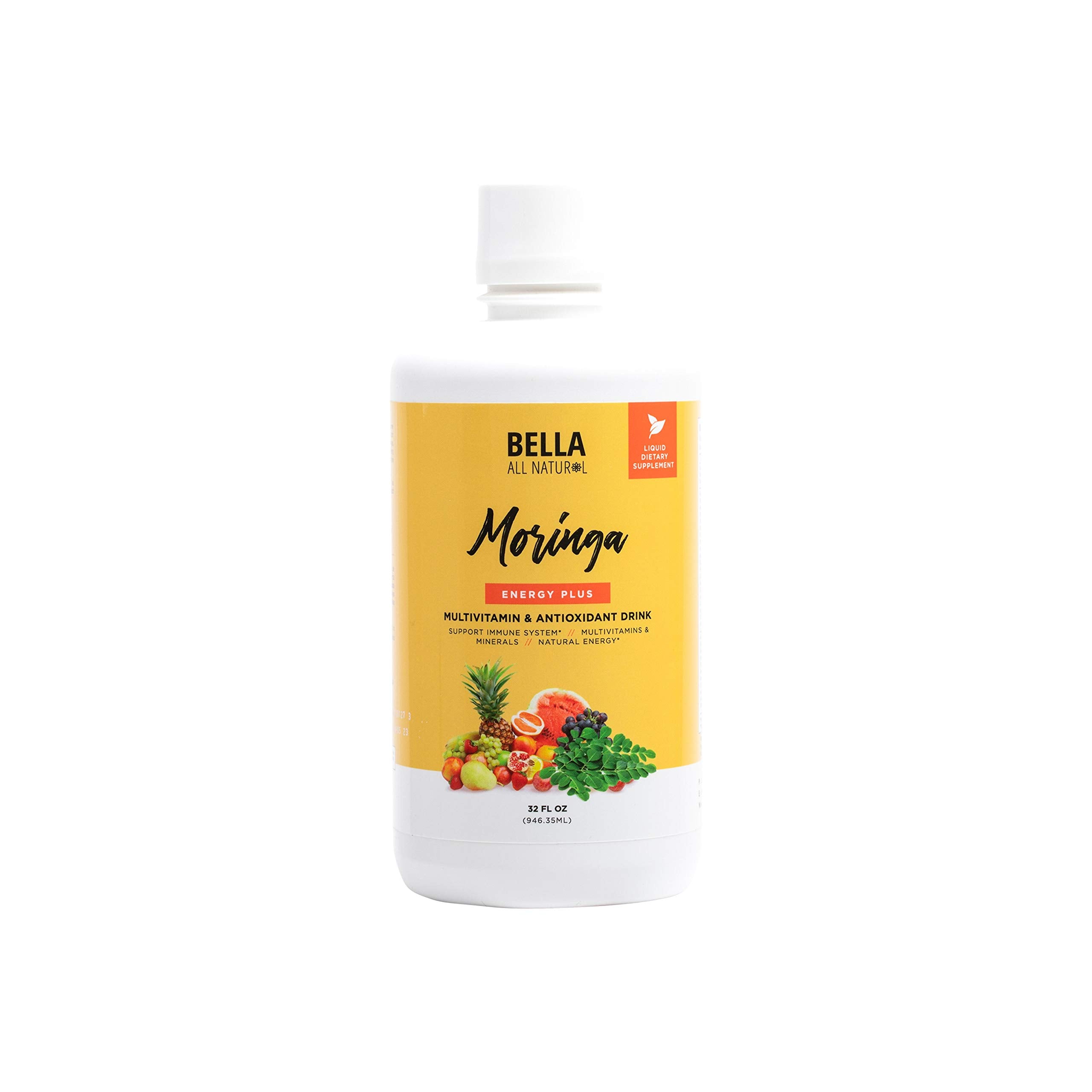 Bella All Natural envase frontal 32oz mostrando etiqueta y beneficio multivitamínico