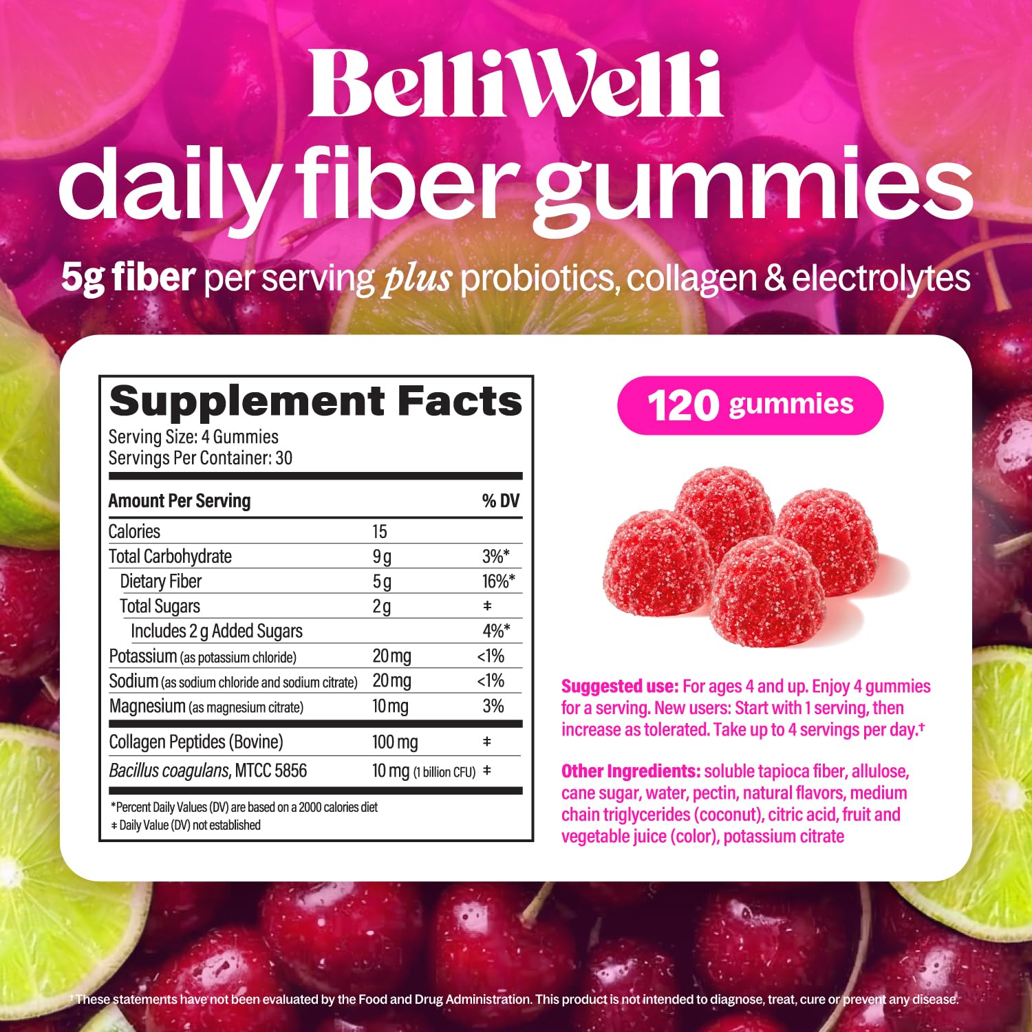 Belli Welli etiqueta frontal ampliada, legible y destacando ingredientes clave