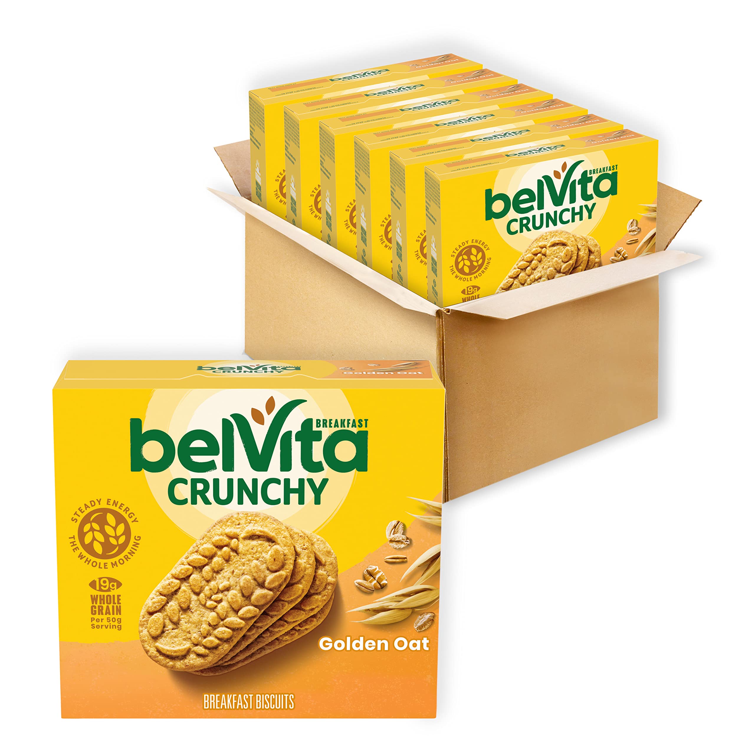 belVita paquete frontal mostrando diseño y conveniencia para desayuno rápido