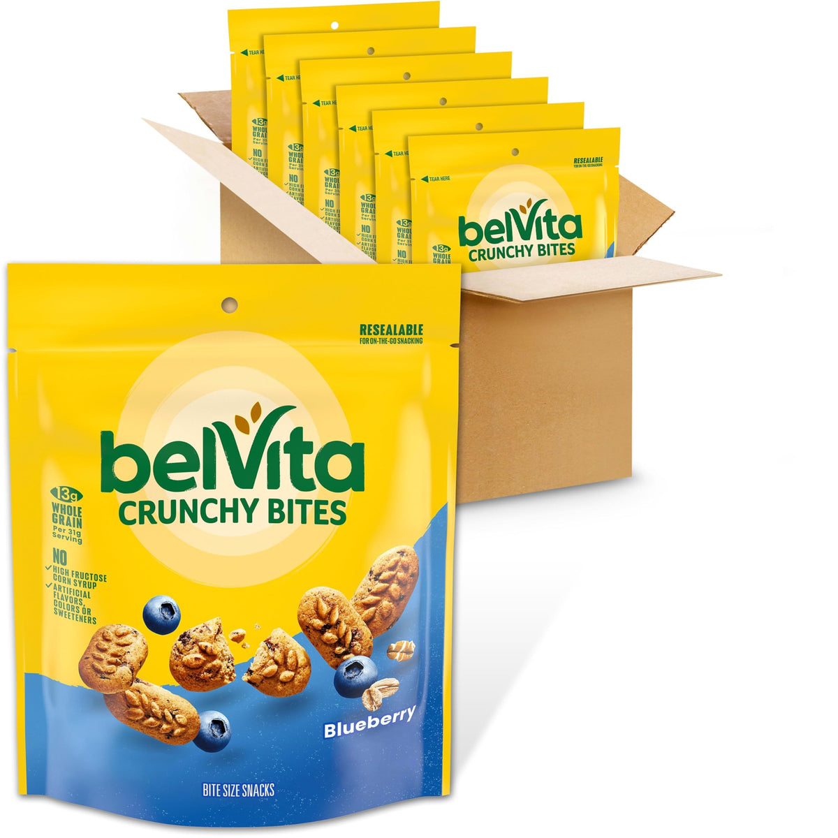belVita presentación frontal con bolsas resellables, conveniencia para llevar