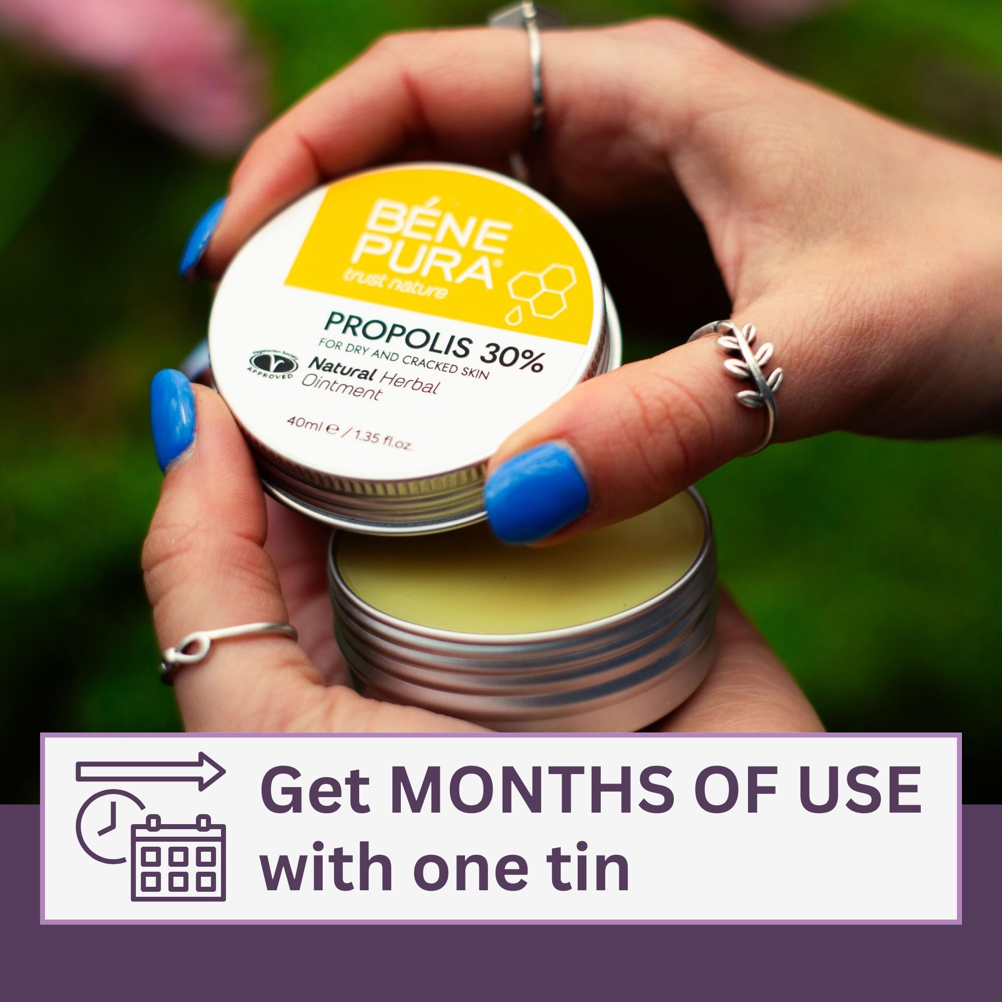 Bene Pura Propolis etiqueta con ingredientes destacando propóleo 30%