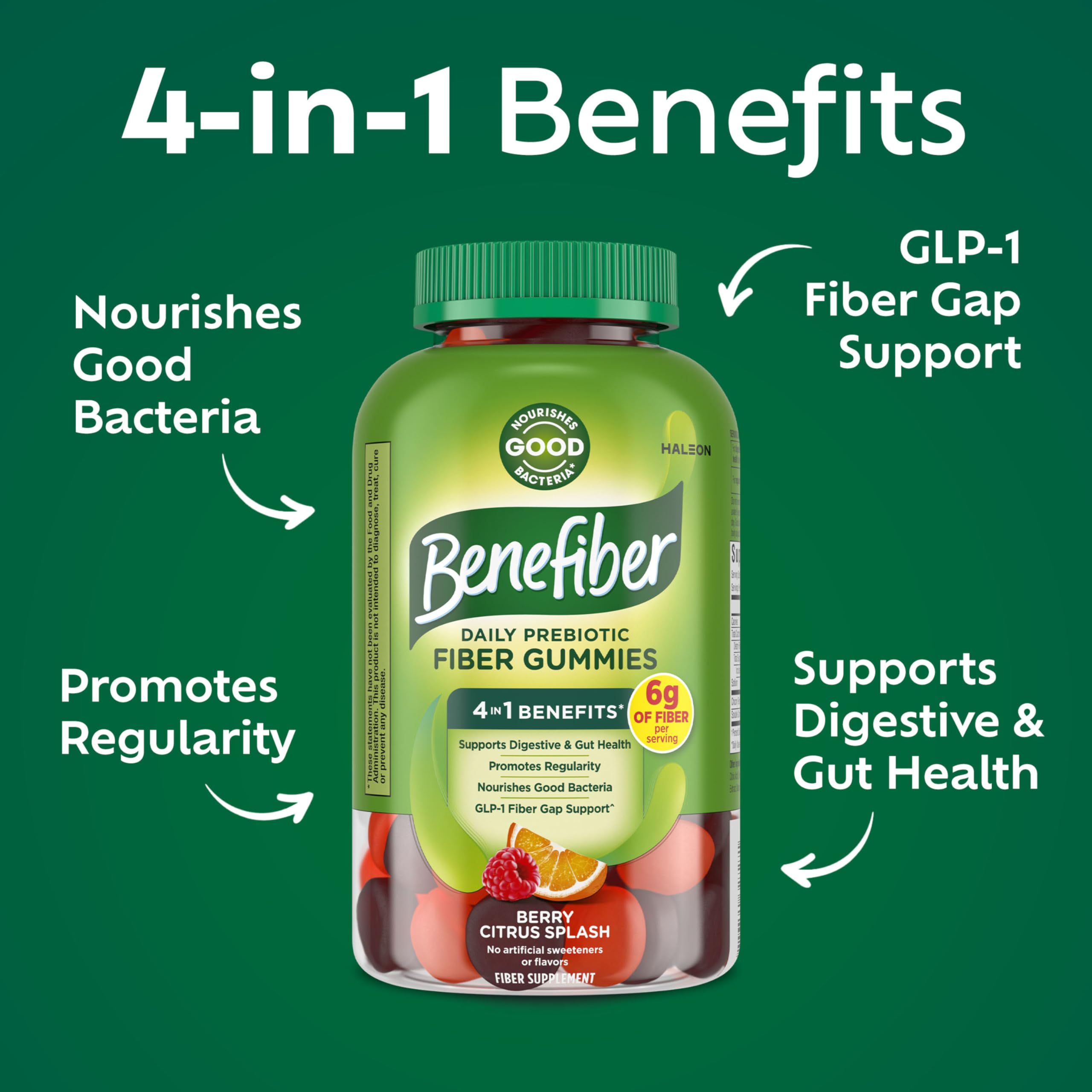 Benefiber gomitas en mano listos para tomar con beneficio de conveniencia