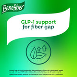 Benefiber junto a una regla para comparar tamaño del envase, portátil