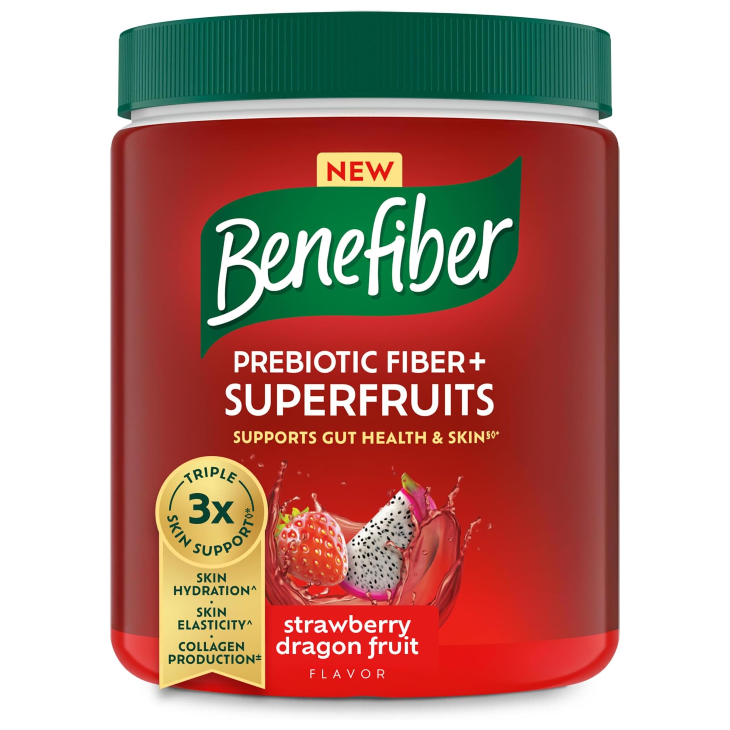 Benefiber frasco frente mostrando etiqueta y sabor fresa pitahaya beneficios