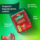 Benefiber ingredientes superfruits en primer plano, antioxidantes visibles