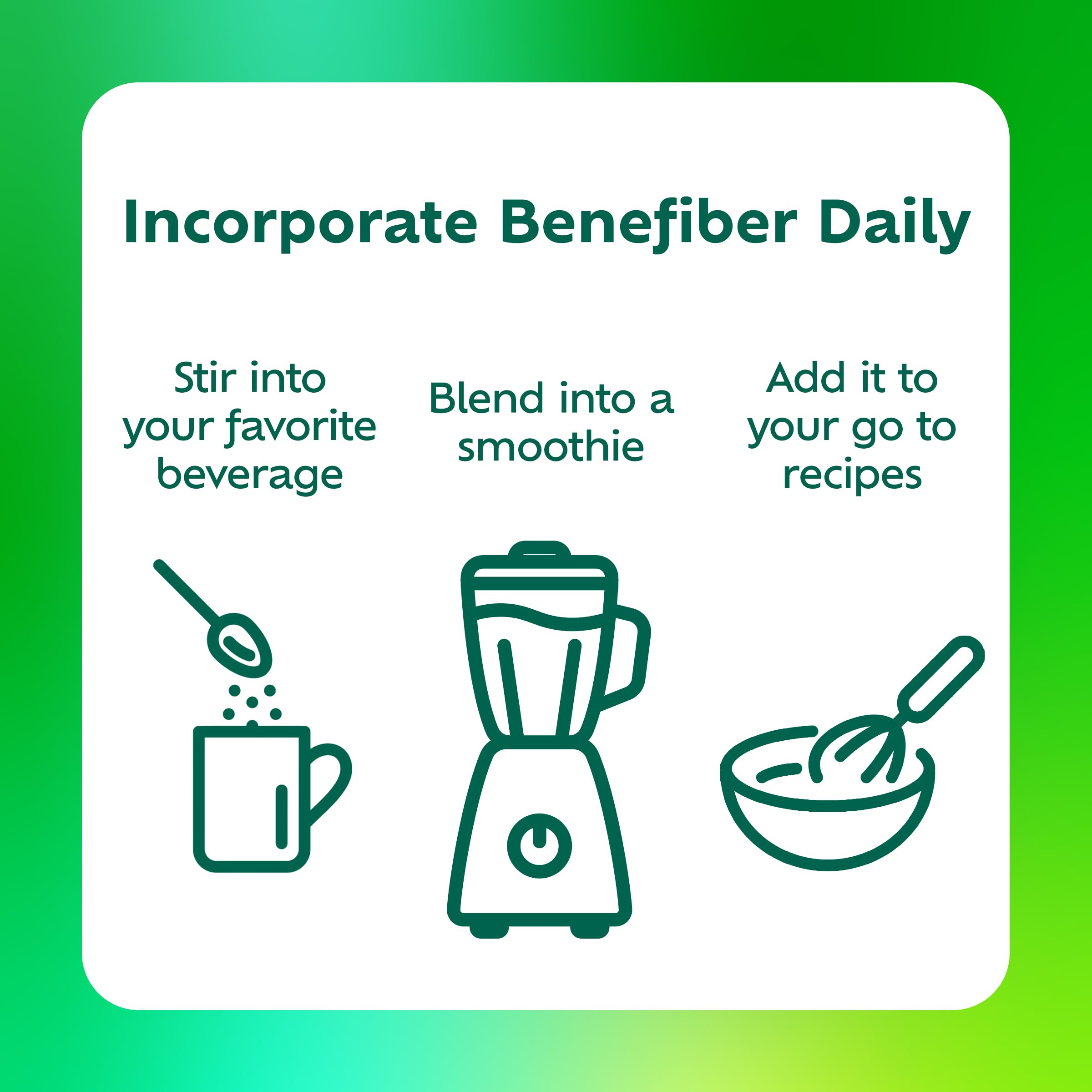 Benefiber polvo disuelto en vaso de agua sin grumos, mezcla transparente